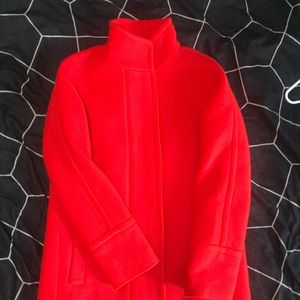 J.Crew Red Stadium Cloth Wool Cocoon Coat